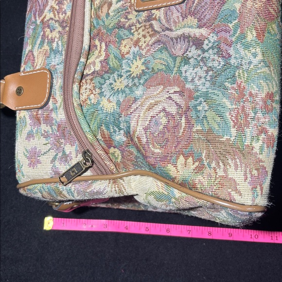 Floral Tapestry oversize Handbag top handle travel doctor style speedy shape - Picture 15 of 16